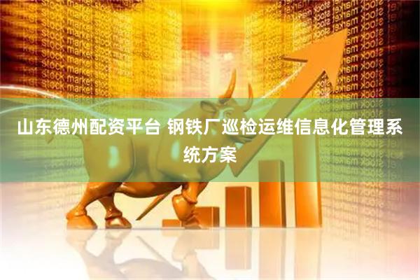 山东德州配资平台 钢铁厂巡检运维信息化管理系统方案