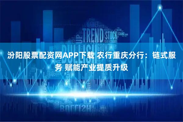 汾阳股票配资网APP下载 农行重庆分行：链式服务 赋能产业提质升级